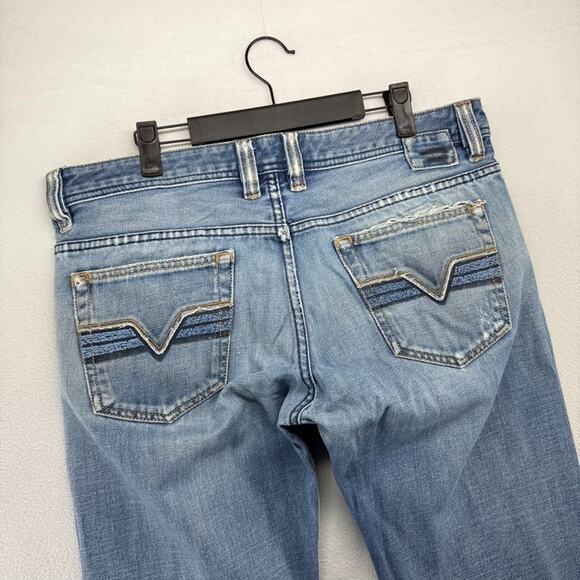 Diesel jeans mens 33 Fits 35x32 Blue Straight Whisker Viker Vintage y2k Whisker - Picture 10 of 15